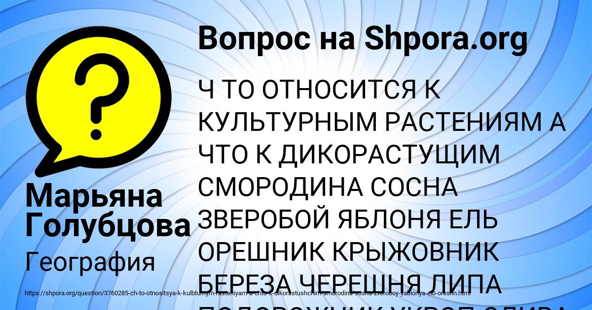 Картинка с текстом вопроса от пользователя Марьяна Голубцова