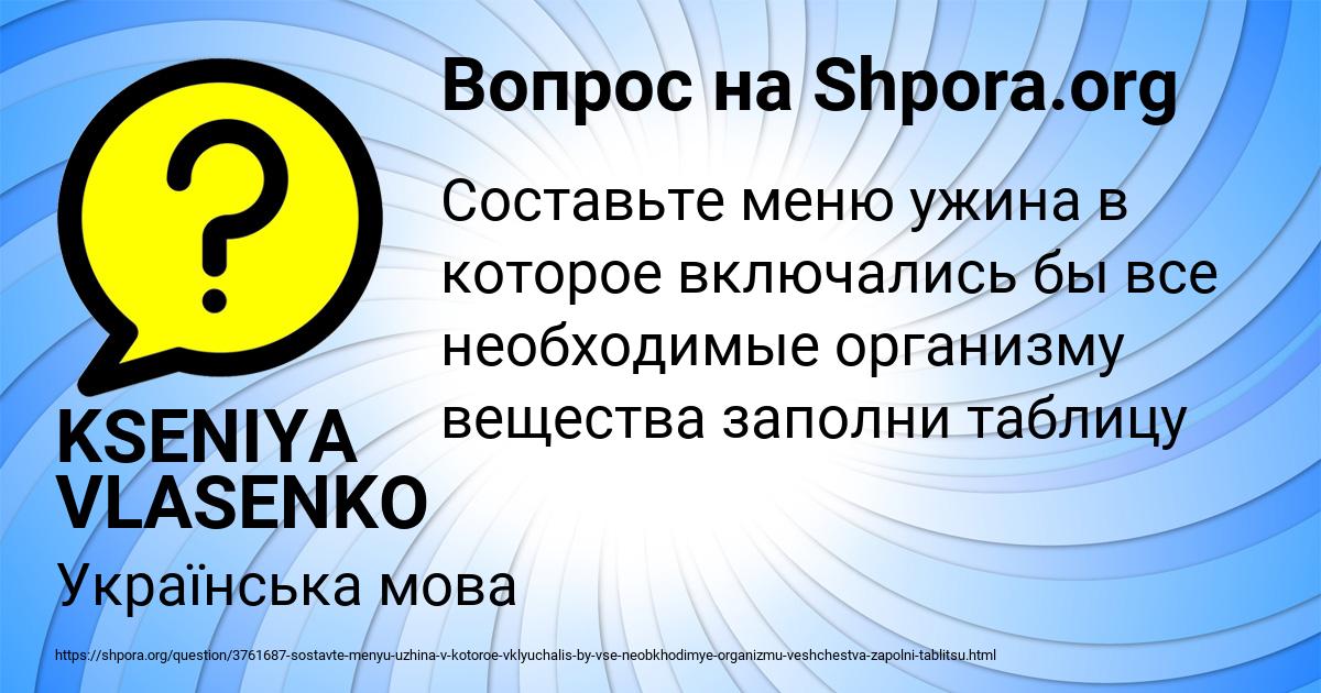 Картинка с текстом вопроса от пользователя KSENIYA VLASENKO