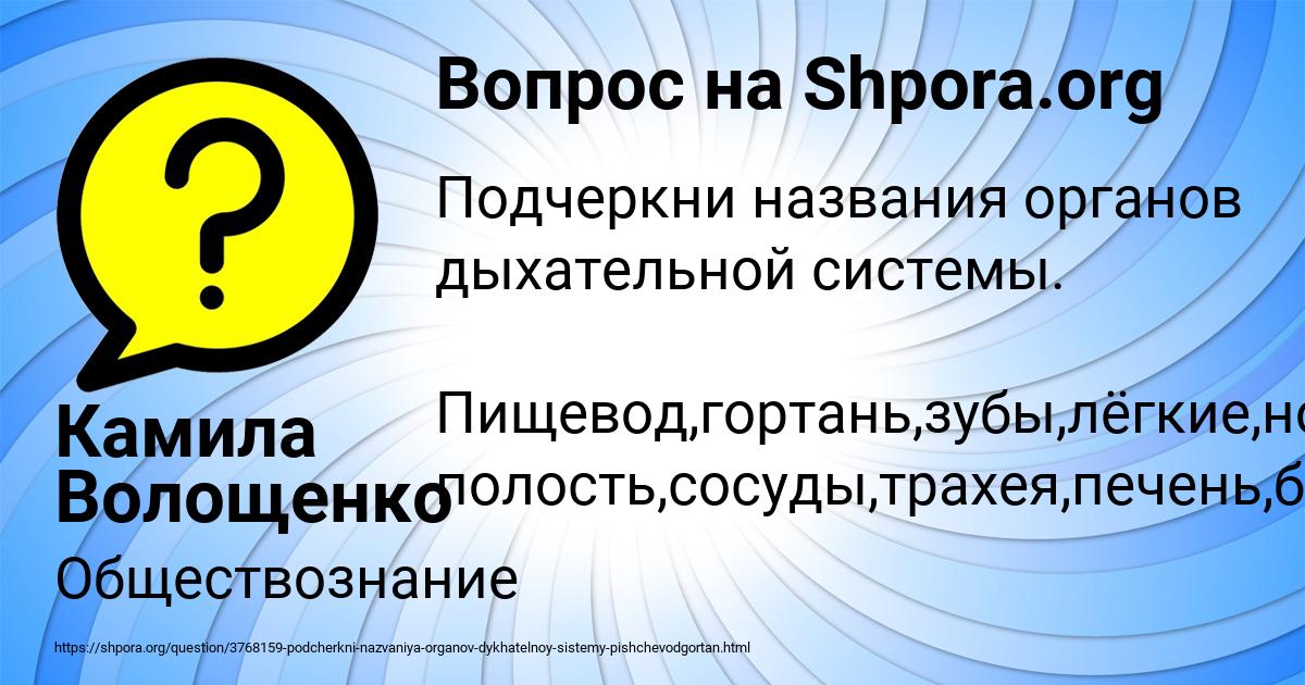 Картинка с текстом вопроса от пользователя Камила Волощенко