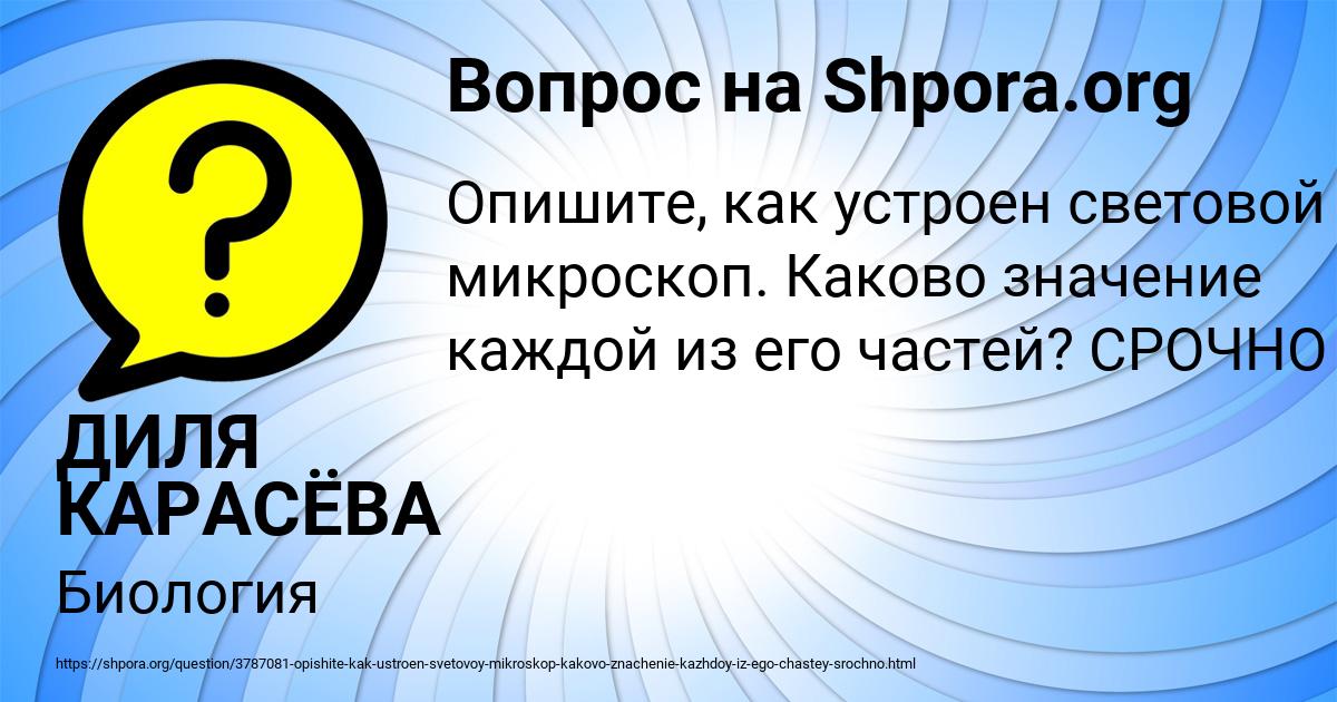 Картинка с текстом вопроса от пользователя ДИЛЯ КАРАСЁВА