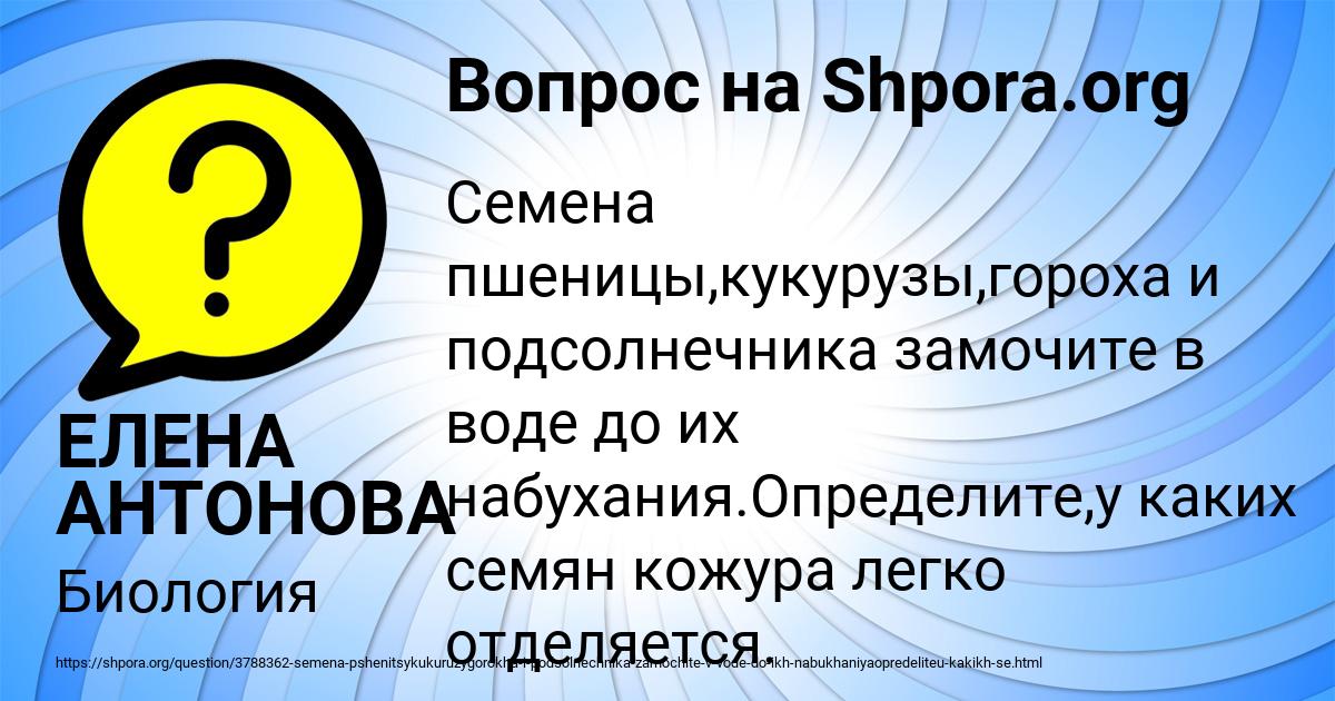 Картинка с текстом вопроса от пользователя ЕЛЕНА АНТОНОВА