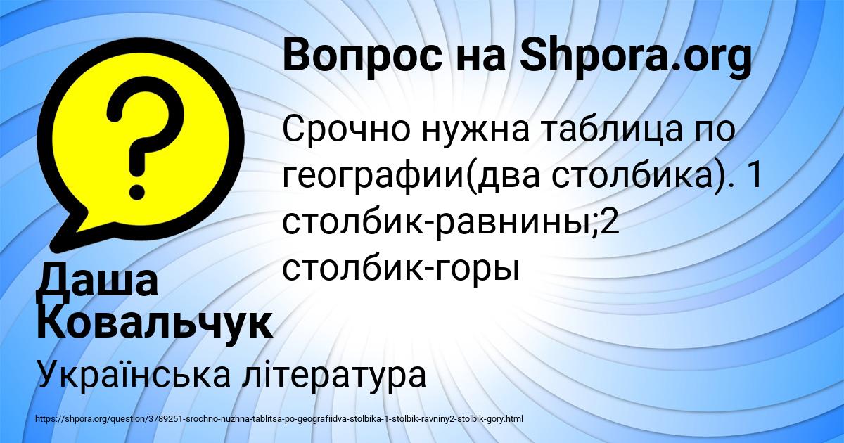 Картинка с текстом вопроса от пользователя Даша Ковальчук