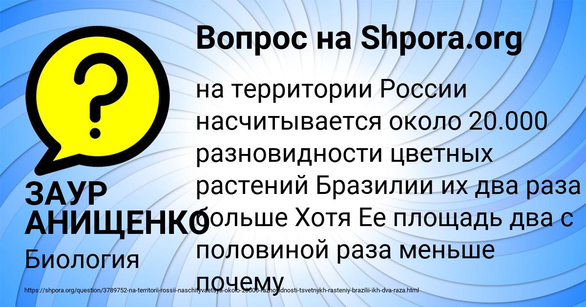Картинка с текстом вопроса от пользователя ЗАУР АНИЩЕНКО