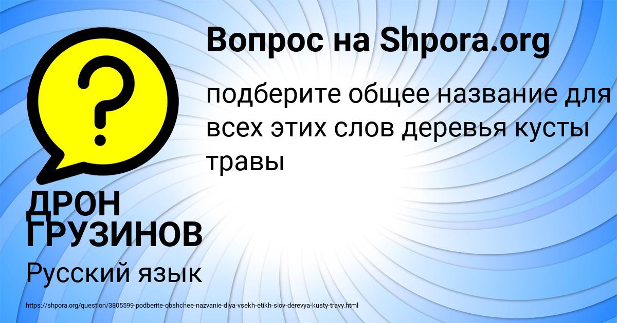 Картинка с текстом вопроса от пользователя ДРОН ГРУЗИНОВ