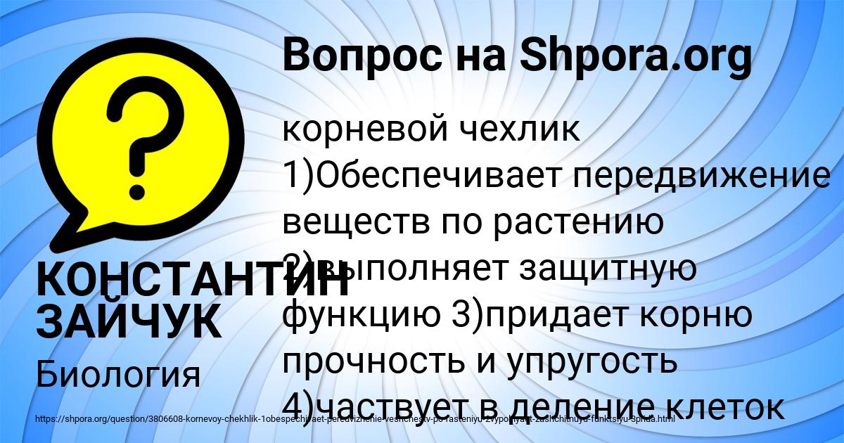 Картинка с текстом вопроса от пользователя КОНСТАНТИН ЗАЙЧУК