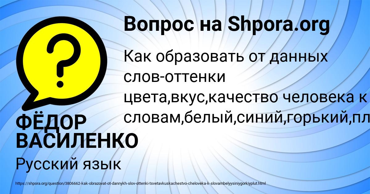 Картинка с текстом вопроса от пользователя ФЁДОР ВАСИЛЕНКО