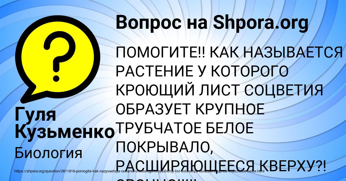 Картинка с текстом вопроса от пользователя Гуля Кузьменко