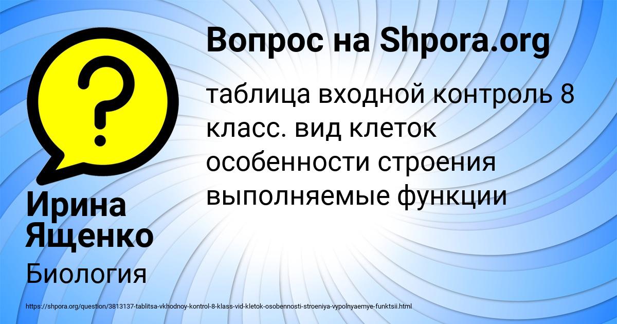 Картинка с текстом вопроса от пользователя Ирина Ященко