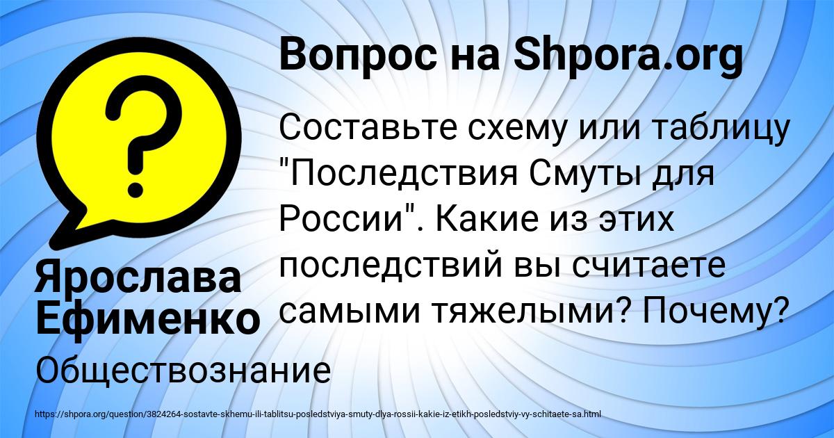 Картинка с текстом вопроса от пользователя Ярослава Ефименко