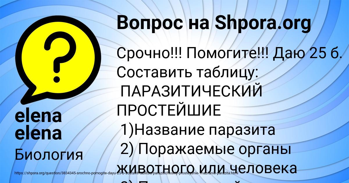Картинка с текстом вопроса от пользователя elena elena