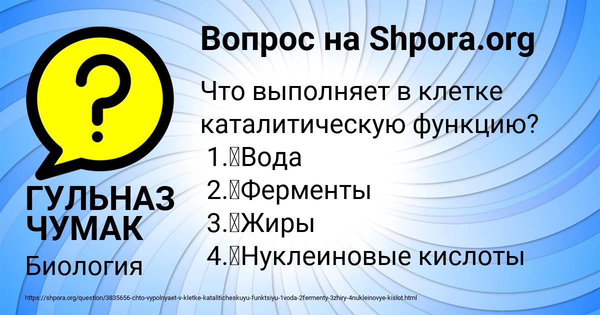 Картинка с текстом вопроса от пользователя ГУЛЬНАЗ ЧУМАК