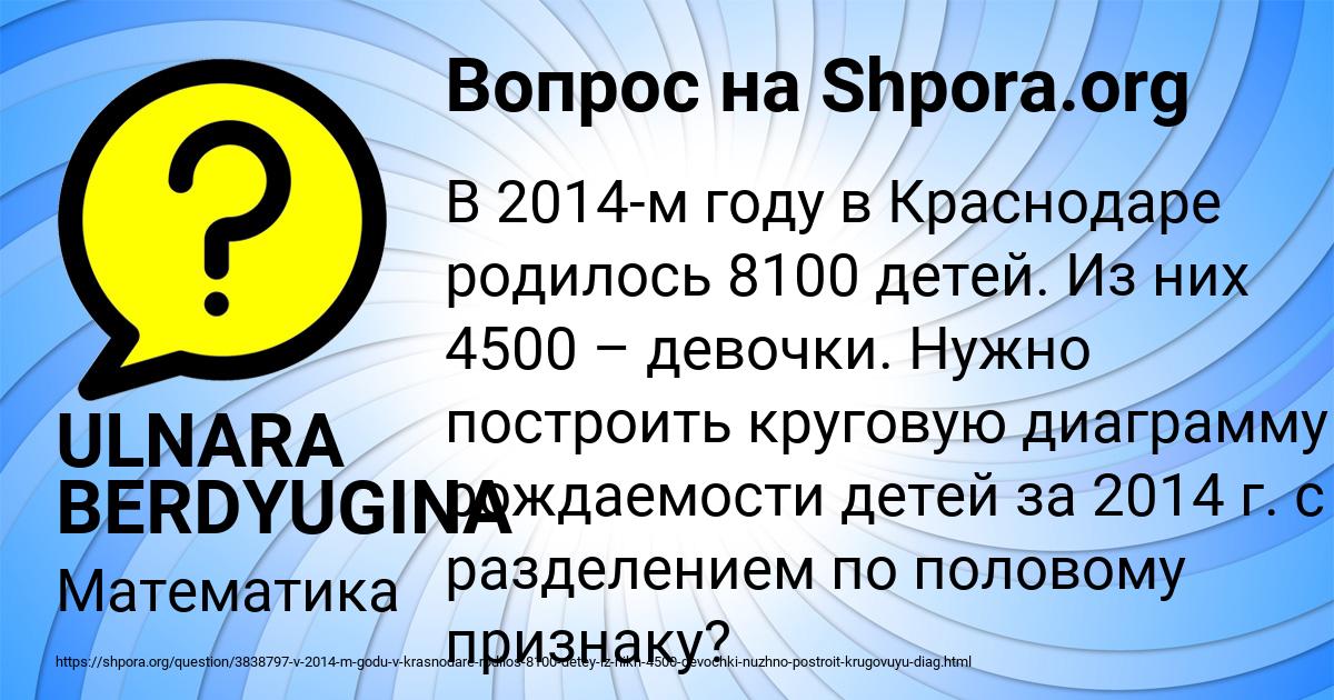 Картинка с текстом вопроса от пользователя ULNARA BERDYUGINA
