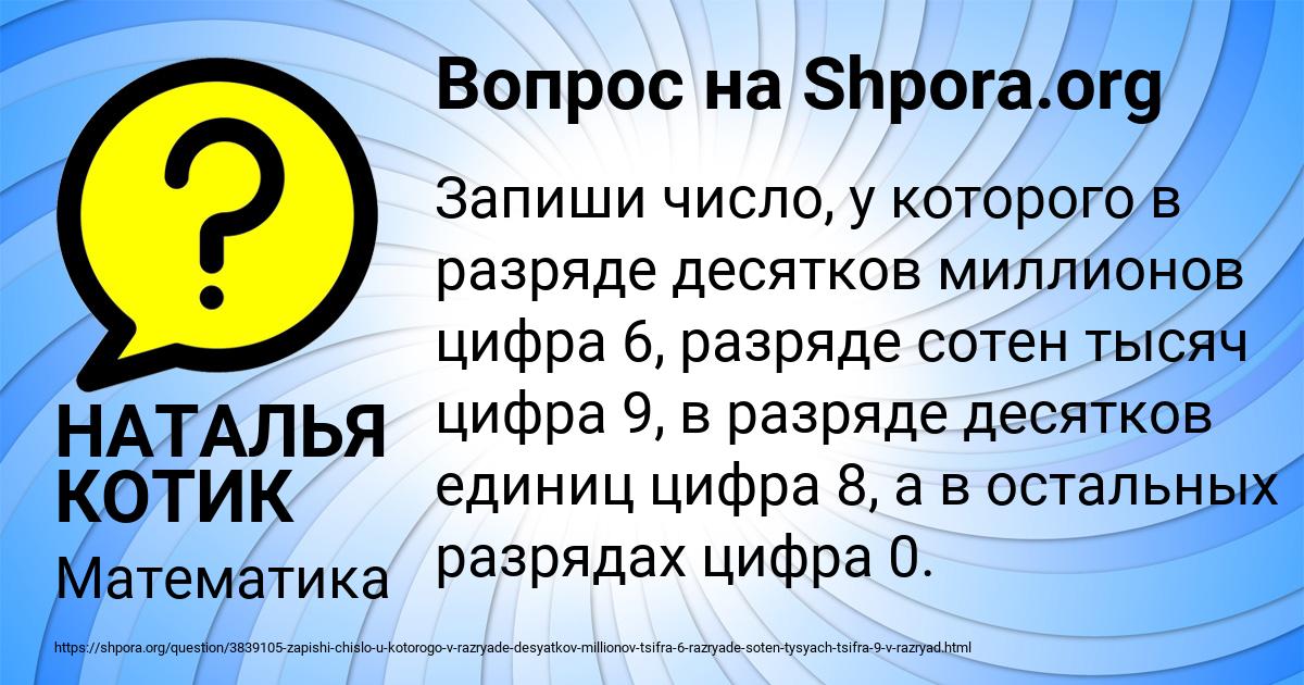 Картинка с текстом вопроса от пользователя НАТАЛЬЯ КОТИК