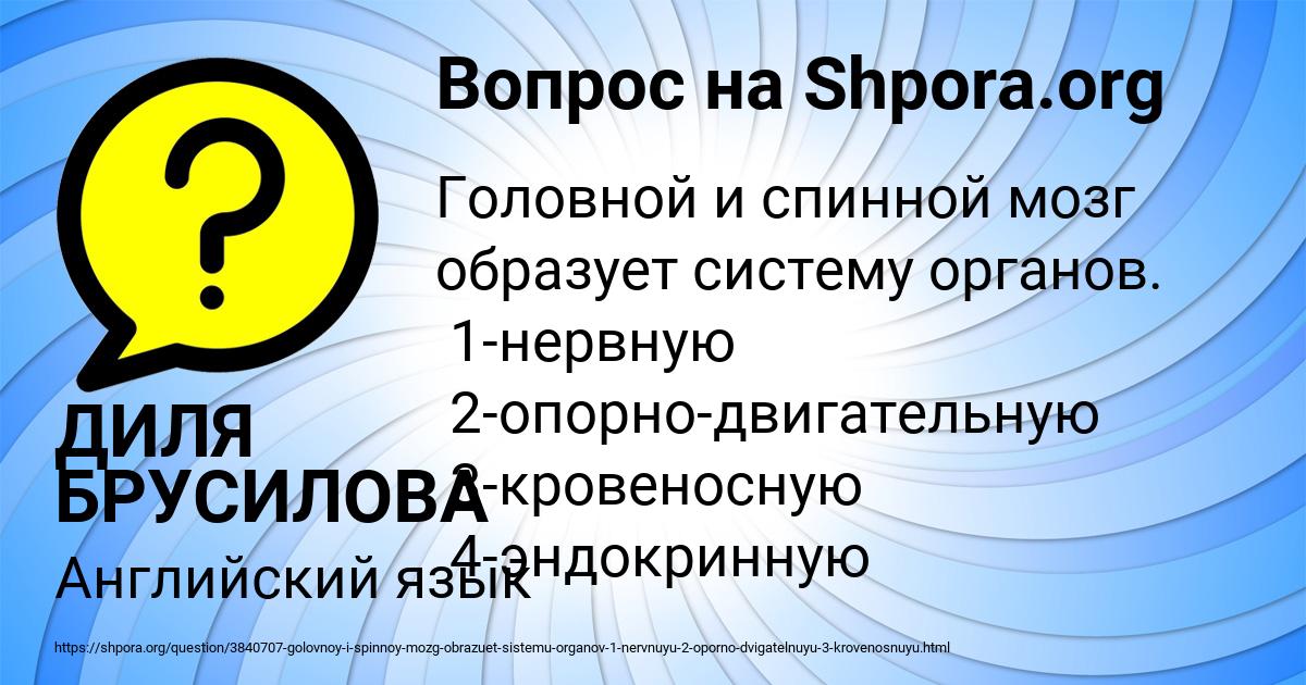 Картинка с текстом вопроса от пользователя ДИЛЯ БРУСИЛОВА