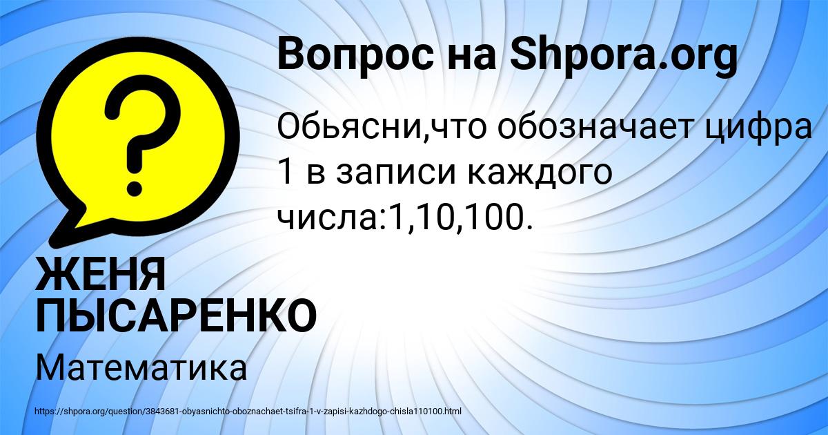 Картинка с текстом вопроса от пользователя ЖЕНЯ ПЫСАРЕНКО