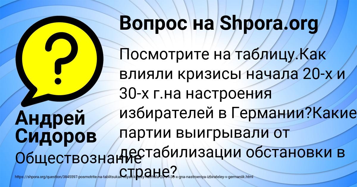 Картинка с текстом вопроса от пользователя Андрей Сидоров