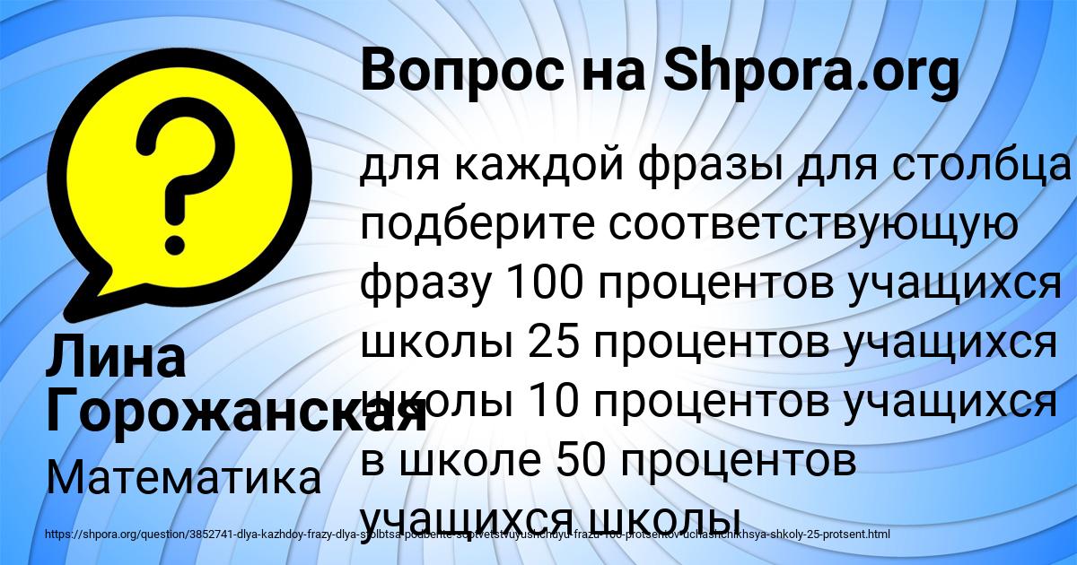 Картинка с текстом вопроса от пользователя Лина Горожанская