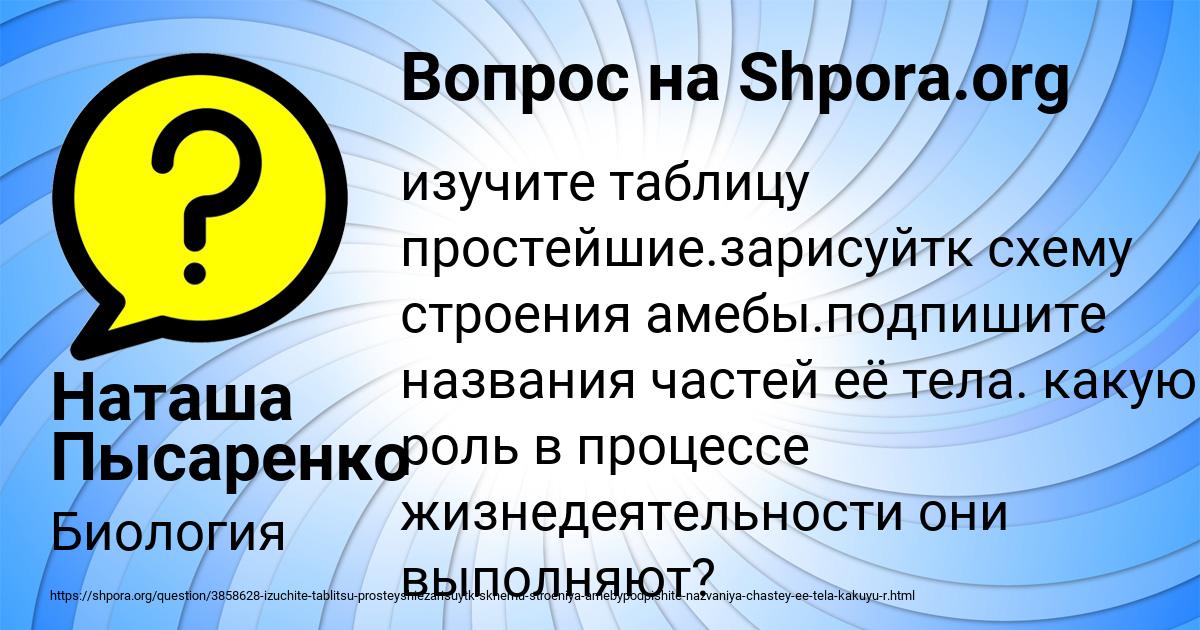 Картинка с текстом вопроса от пользователя Наташа Пысаренко