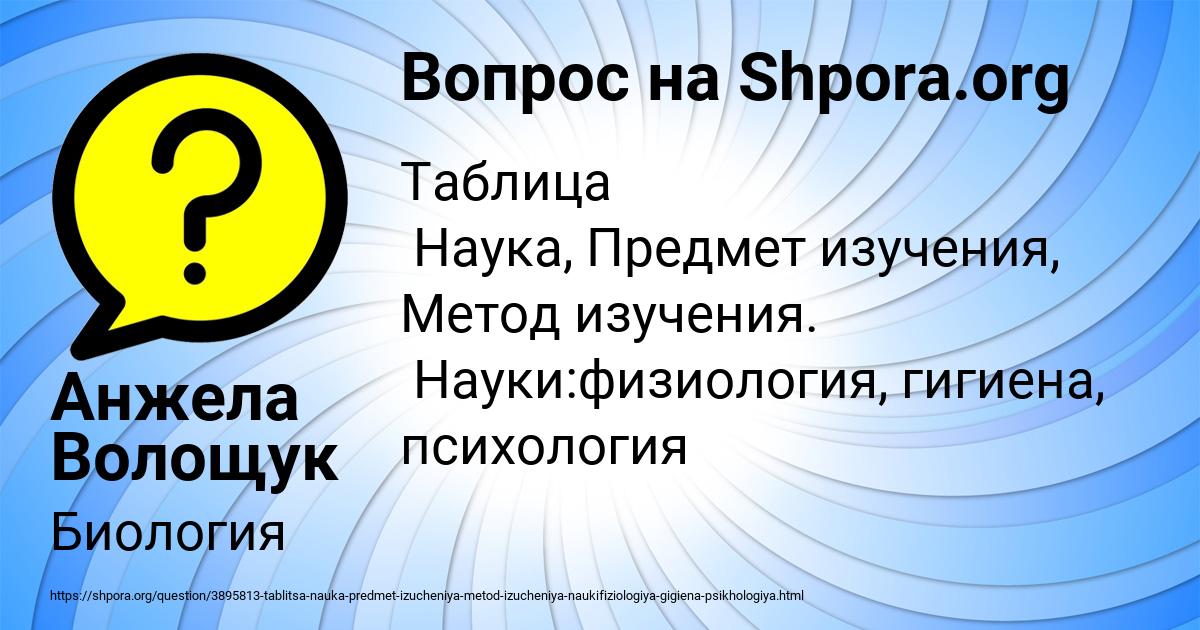 Картинка с текстом вопроса от пользователя Анжела Волощук