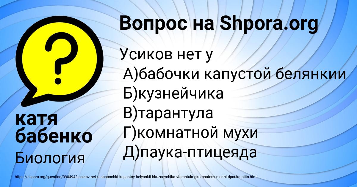 Картинка с текстом вопроса от пользователя катя бабенко