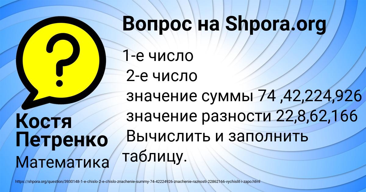 Картинка с текстом вопроса от пользователя Костя Петренко