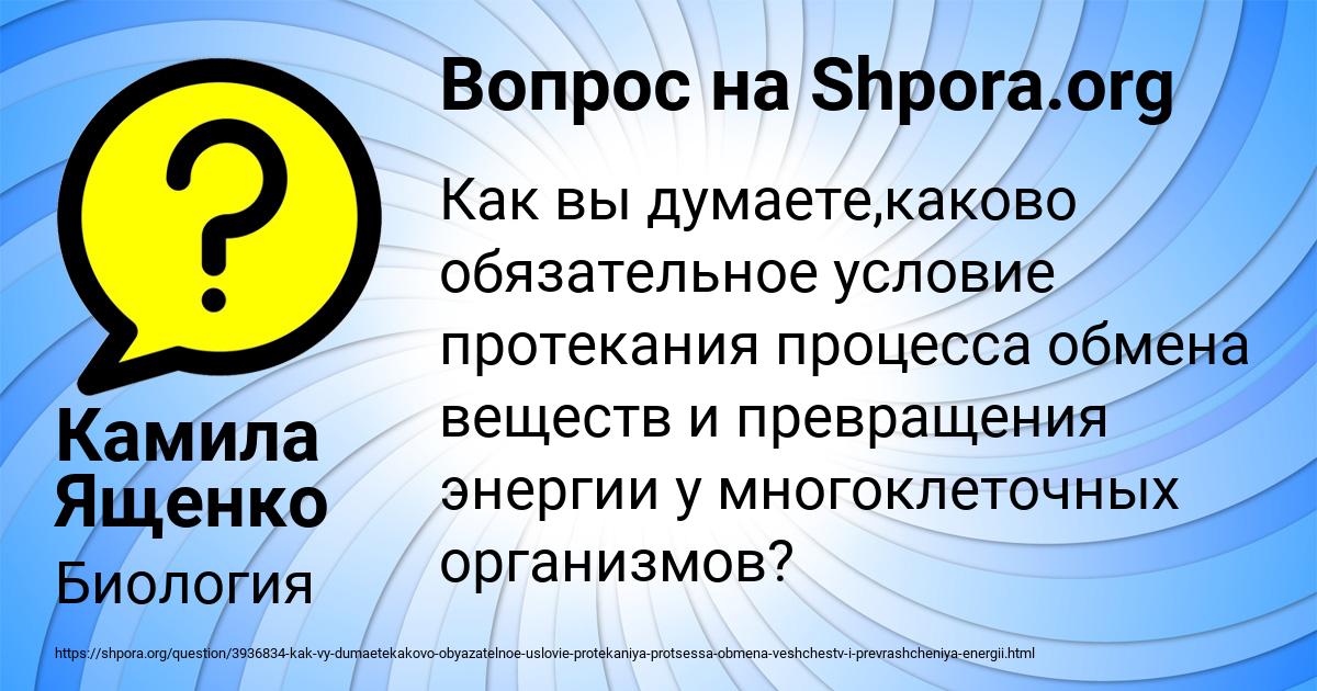 Картинка с текстом вопроса от пользователя Камила Ященко