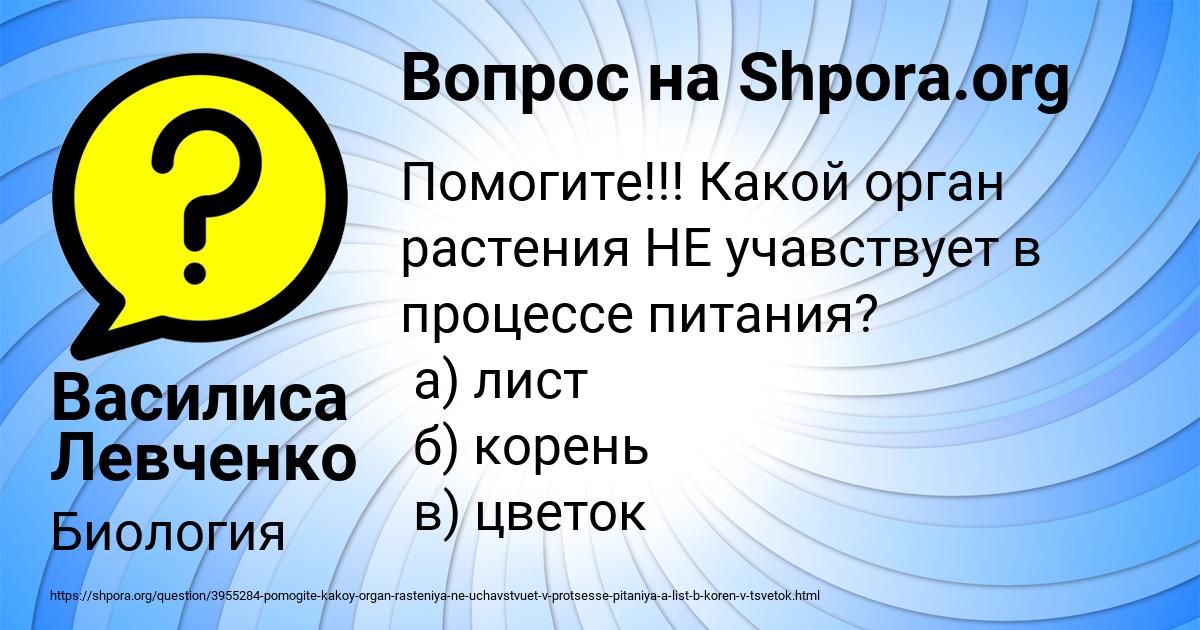 Картинка с текстом вопроса от пользователя Василиса Левченко