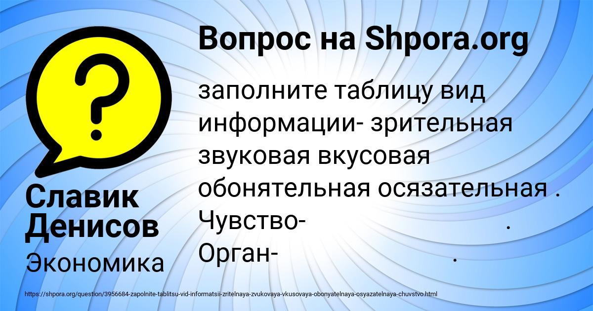 Картинка с текстом вопроса от пользователя Славик Денисов
