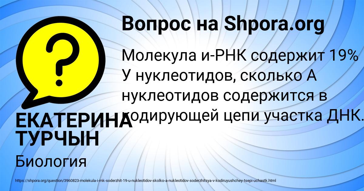 Картинка с текстом вопроса от пользователя ЕКАТЕРИНА ТУРЧЫН
