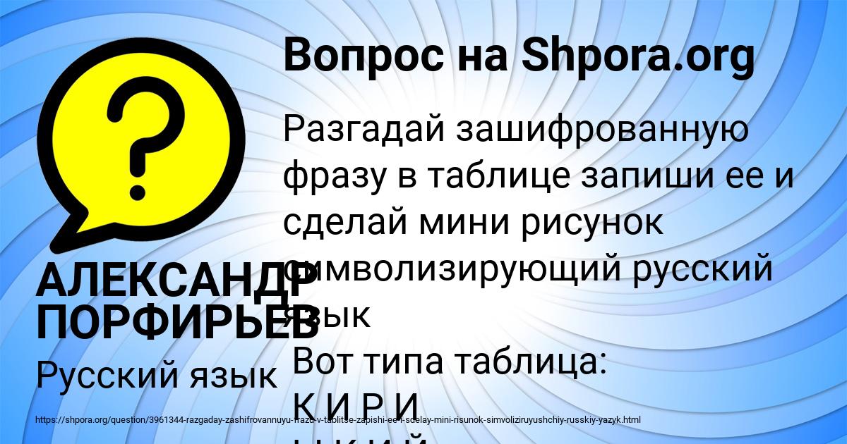 Картинка с текстом вопроса от пользователя АЛЕКСАНДР ПОРФИРЬЕВ
