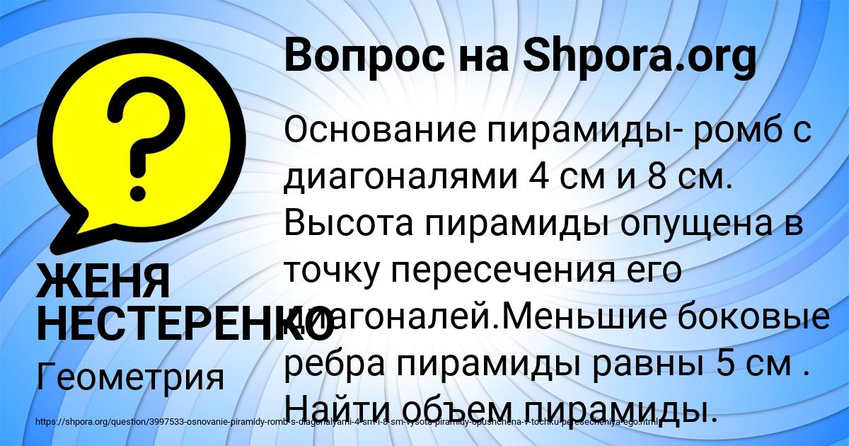 Картинка с текстом вопроса от пользователя ЖЕНЯ НЕСТЕРЕНКО