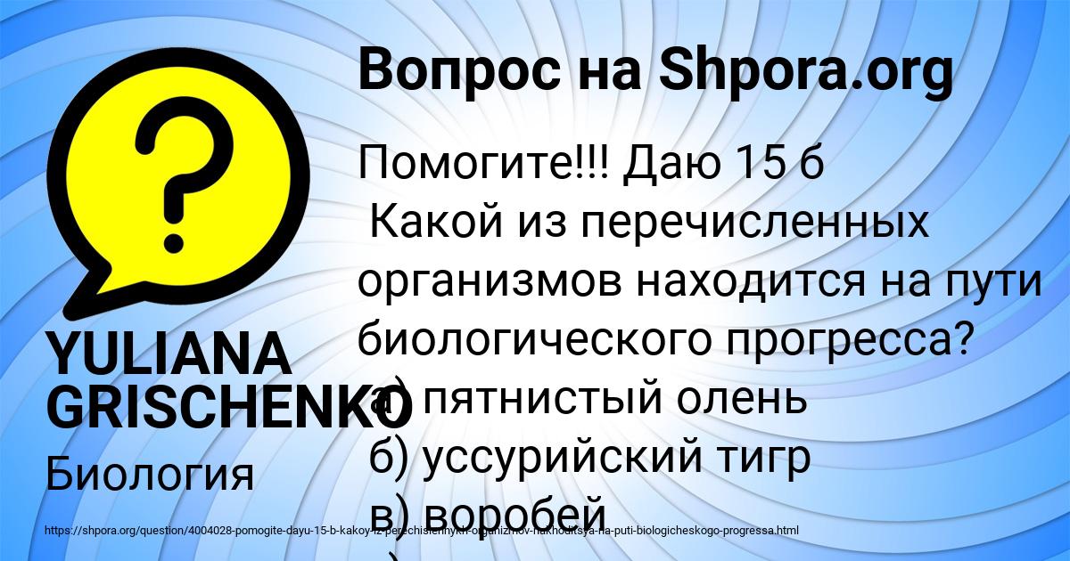 Картинка с текстом вопроса от пользователя YULIANA GRISCHENKO