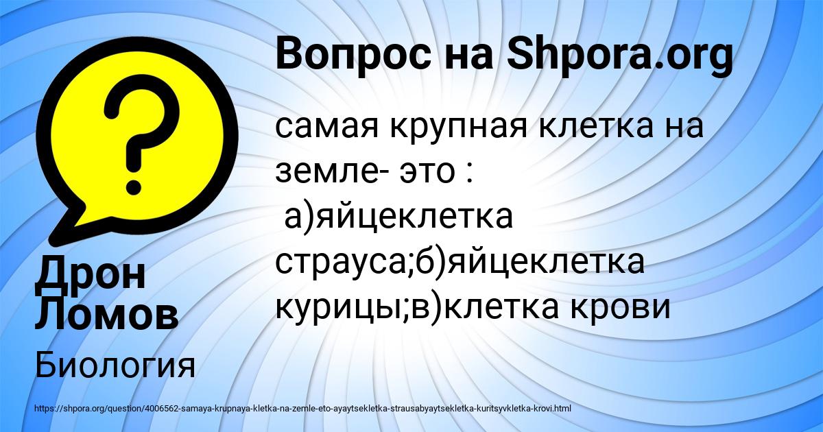 Картинка с текстом вопроса от пользователя Дрон Ломов