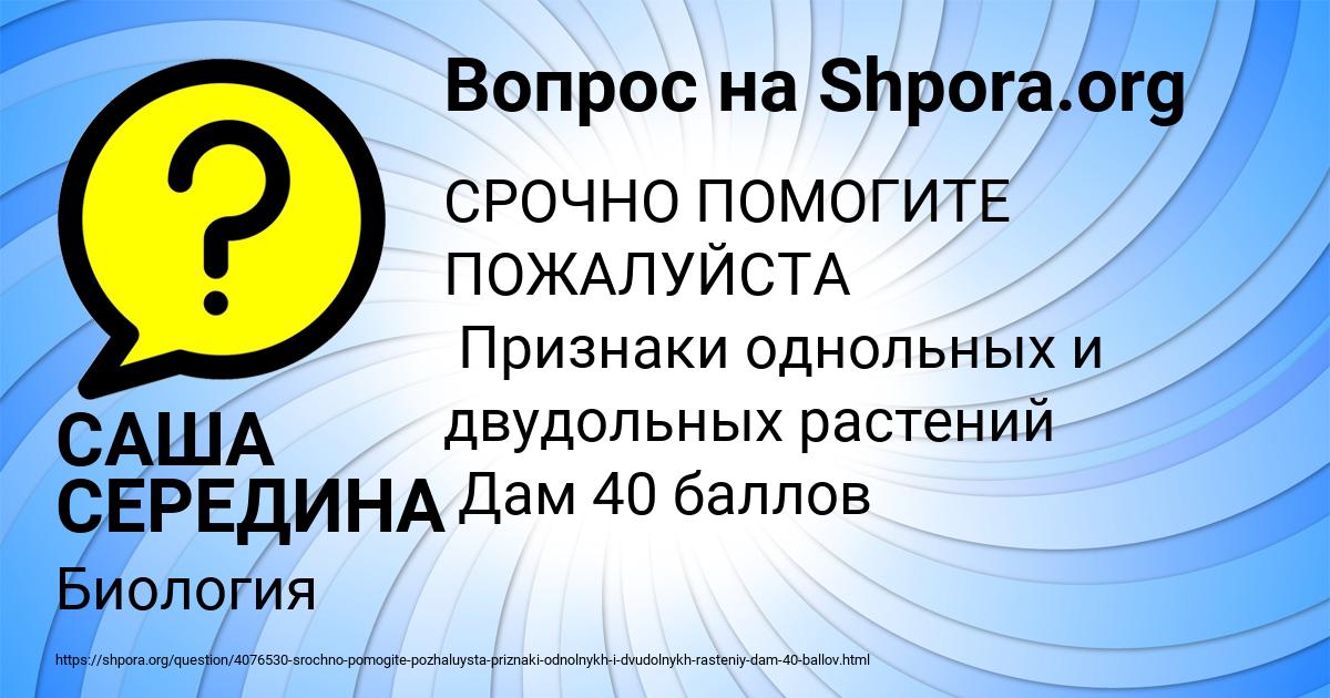 Картинка с текстом вопроса от пользователя САША СЕРЕДИНА