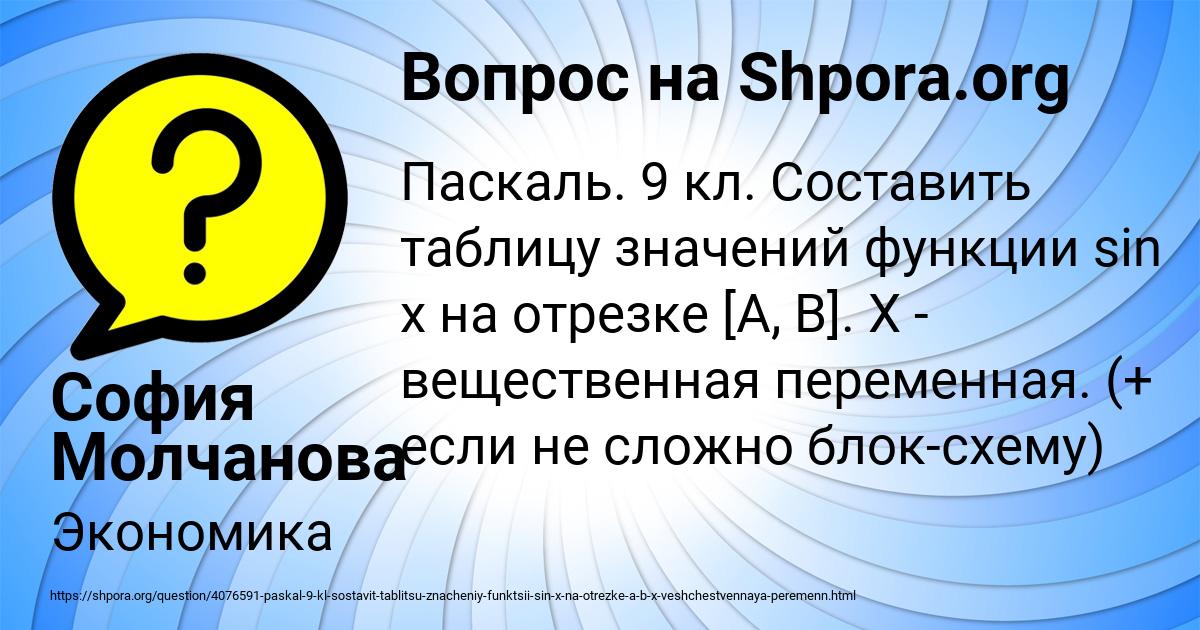 Картинка с текстом вопроса от пользователя София Молчанова