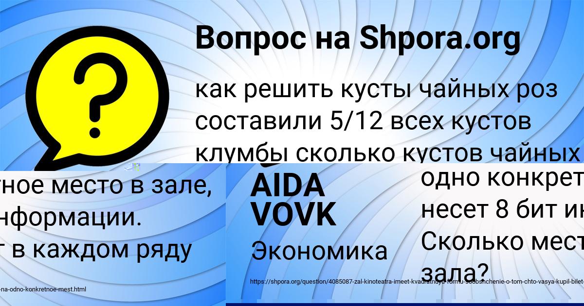 Картинка с текстом вопроса от пользователя AIDA VOVK