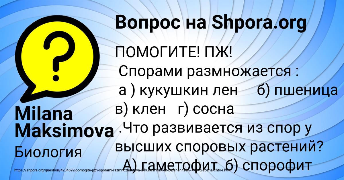 Картинка с текстом вопроса от пользователя Milana Maksimova