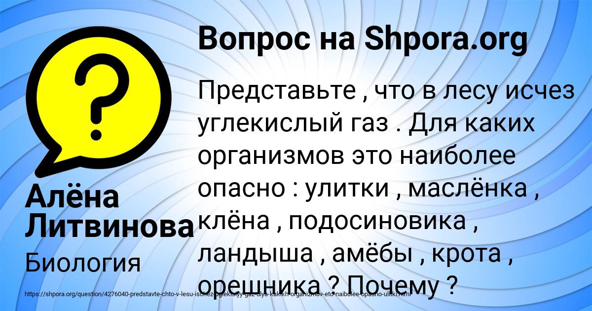 Картинка с текстом вопроса от пользователя Алёна Литвинова