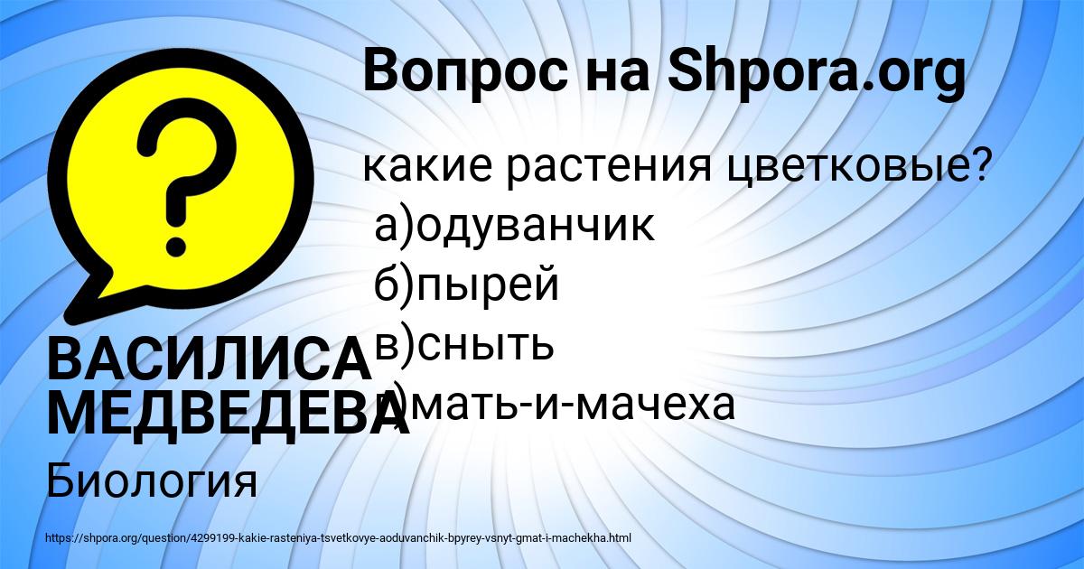 Картинка с текстом вопроса от пользователя ВАСИЛИСА МЕДВЕДЕВА