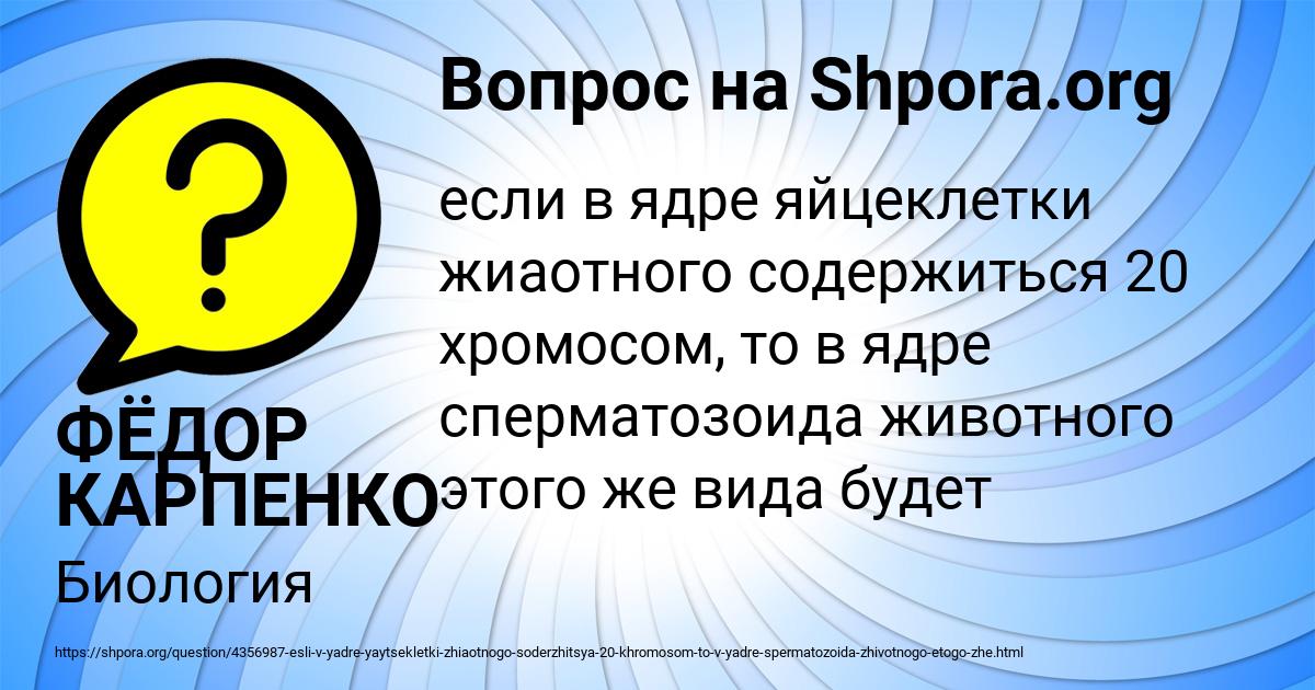 Картинка с текстом вопроса от пользователя ФЁДОР КАРПЕНКО