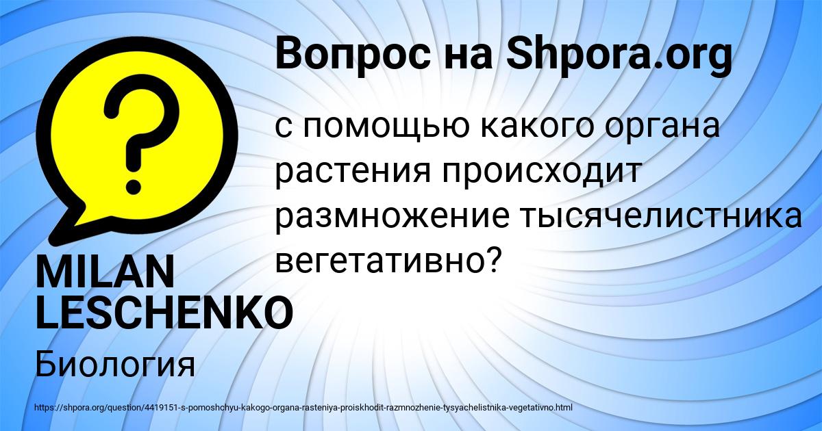 Картинка с текстом вопроса от пользователя MILAN LESCHENKO