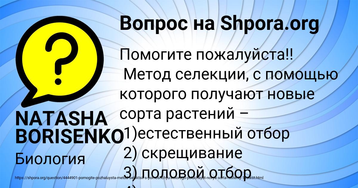 Картинка с текстом вопроса от пользователя NATASHA BORISENKO