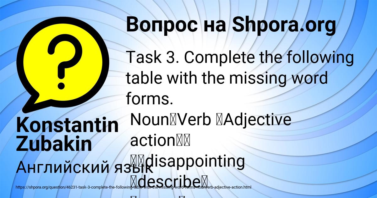 Картинка с текстом вопроса от пользователя Konstantin Zubakin