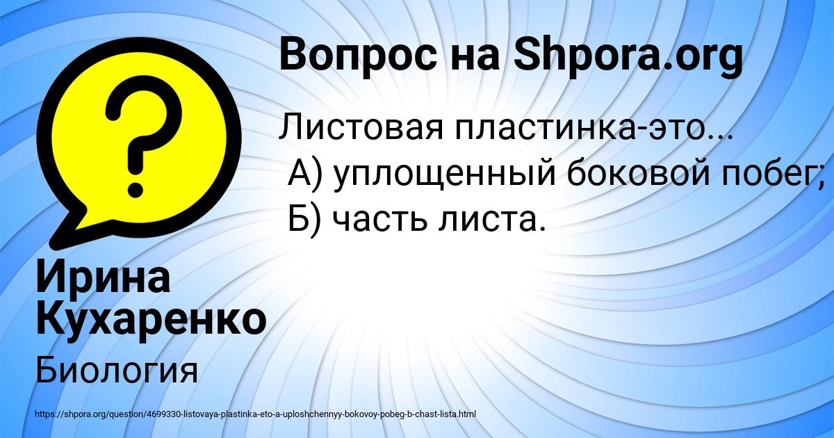 Картинка с текстом вопроса от пользователя Ирина Кухаренко