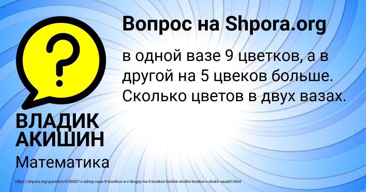 Картинка с текстом вопроса от пользователя ВЛАДИК АКИШИН
