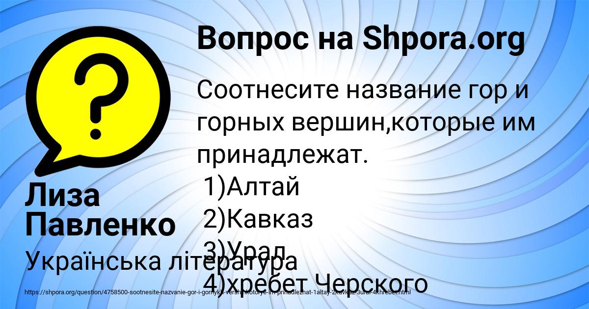 Картинка с текстом вопроса от пользователя Лиза Павленко