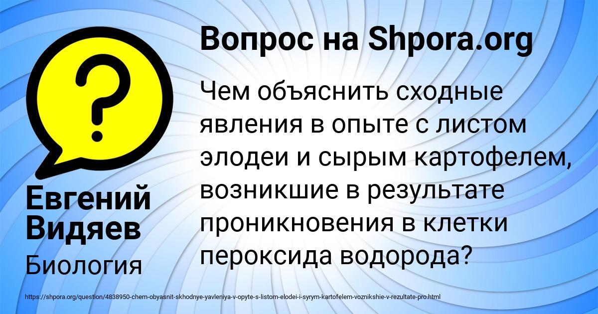 Картинка с текстом вопроса от пользователя Евгений Видяев