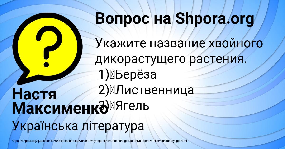 Картинка с текстом вопроса от пользователя Настя Максименко
