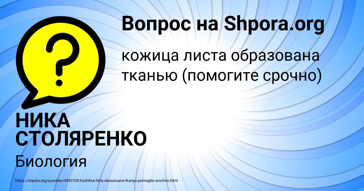 Картинка с текстом вопроса от пользователя НИКА СТОЛЯРЕНКО