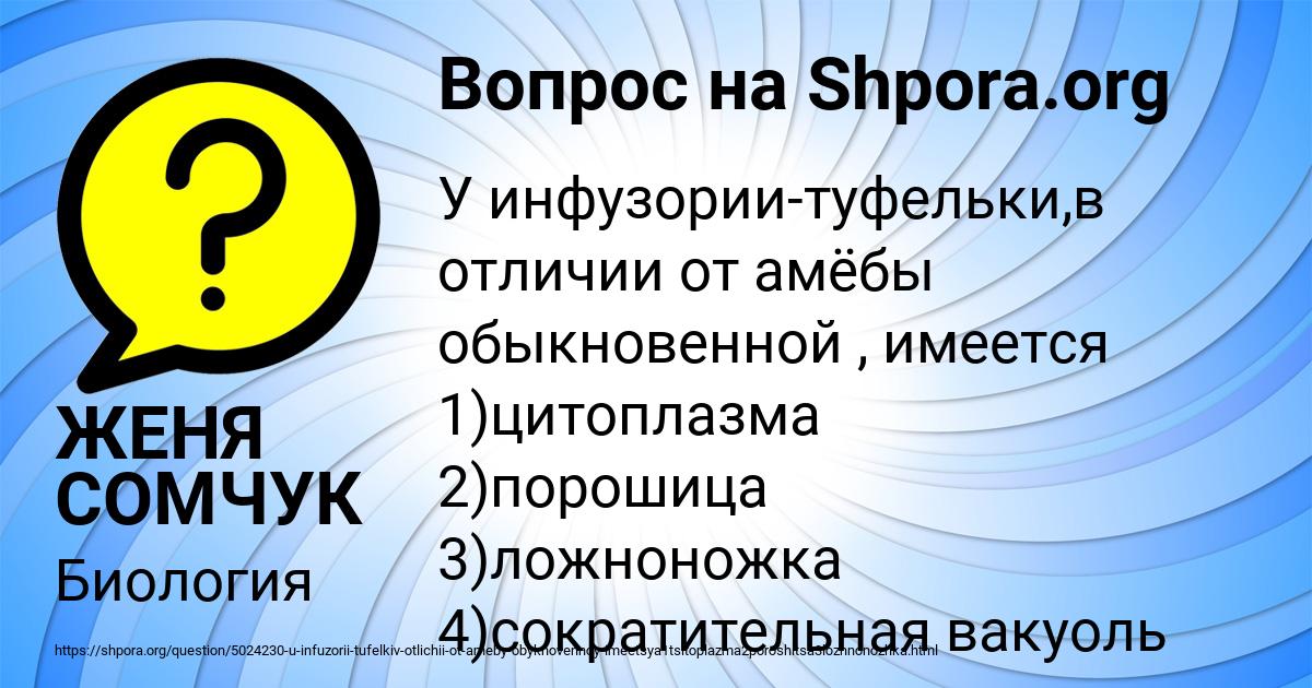 Картинка с текстом вопроса от пользователя ЖЕНЯ СОМЧУК